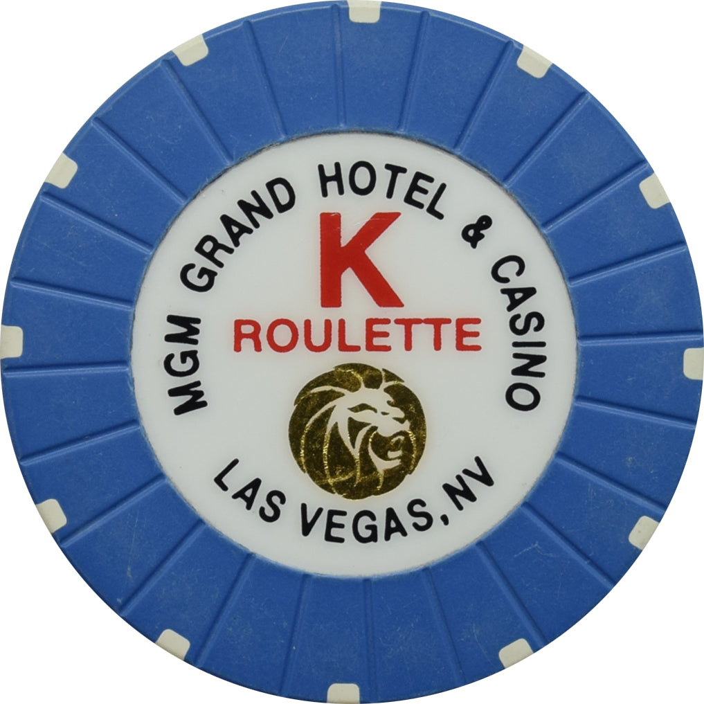 MGM Grand Casino Las Vegas Nevada Blue K Roulette Chip 2000