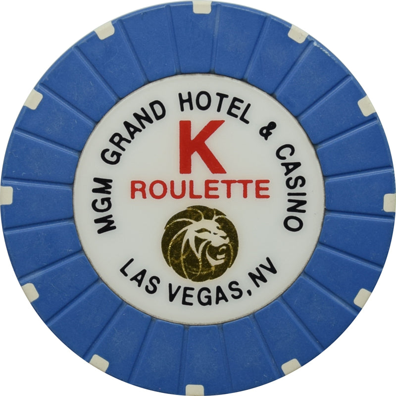 MGM Grand Casino Las Vegas Nevada Blue K Roulette Chip 2000