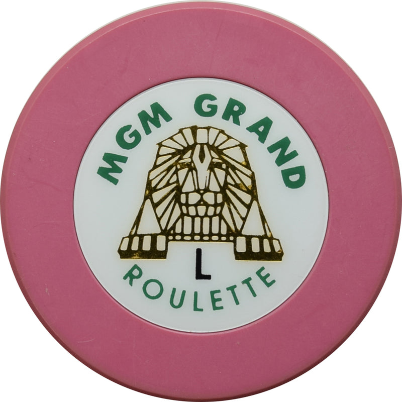 MGM Grand Casino Las Vegas Nevada Pink L Roulette Chip 1997