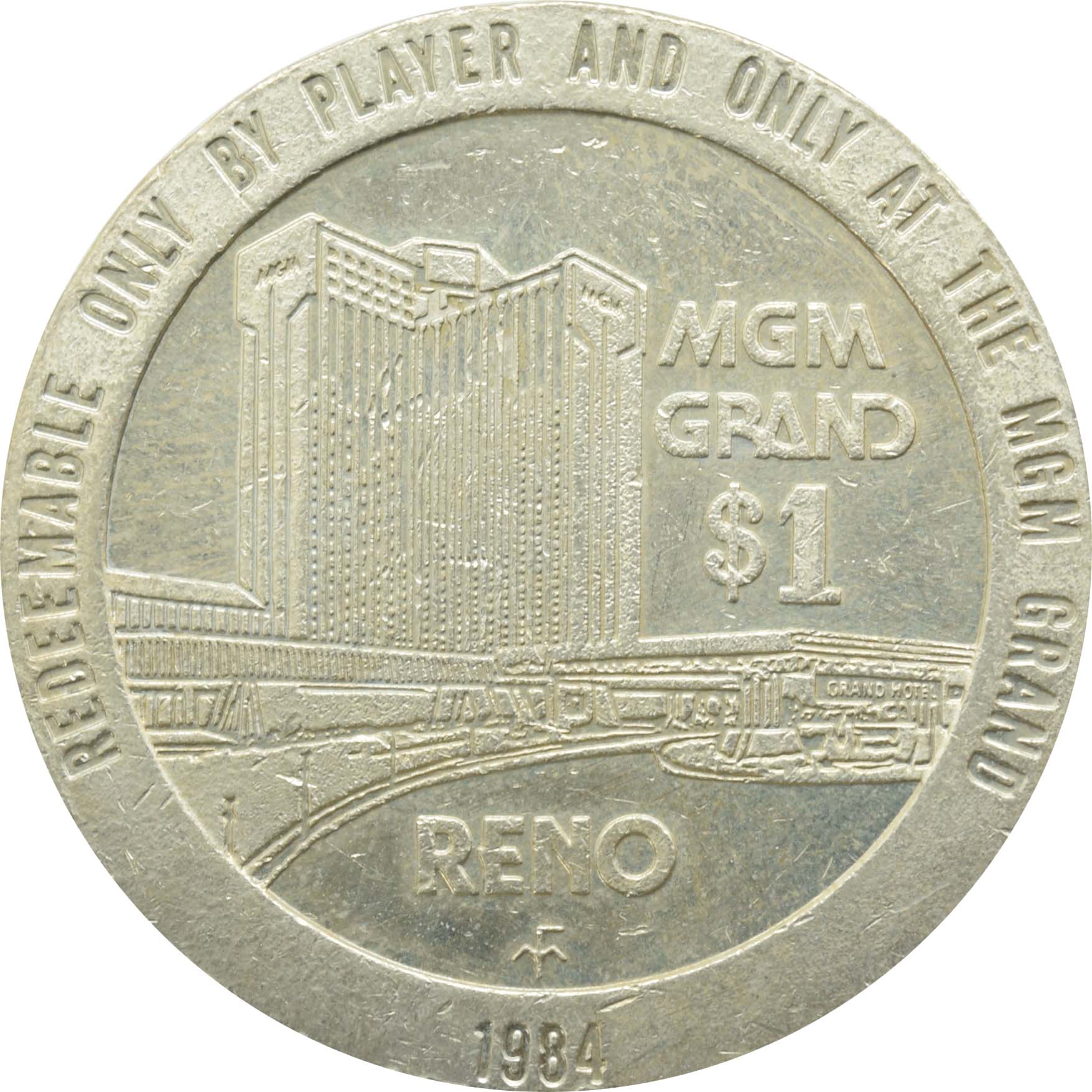 MGM Grand Casino Reno Nevada $1 Token 1984