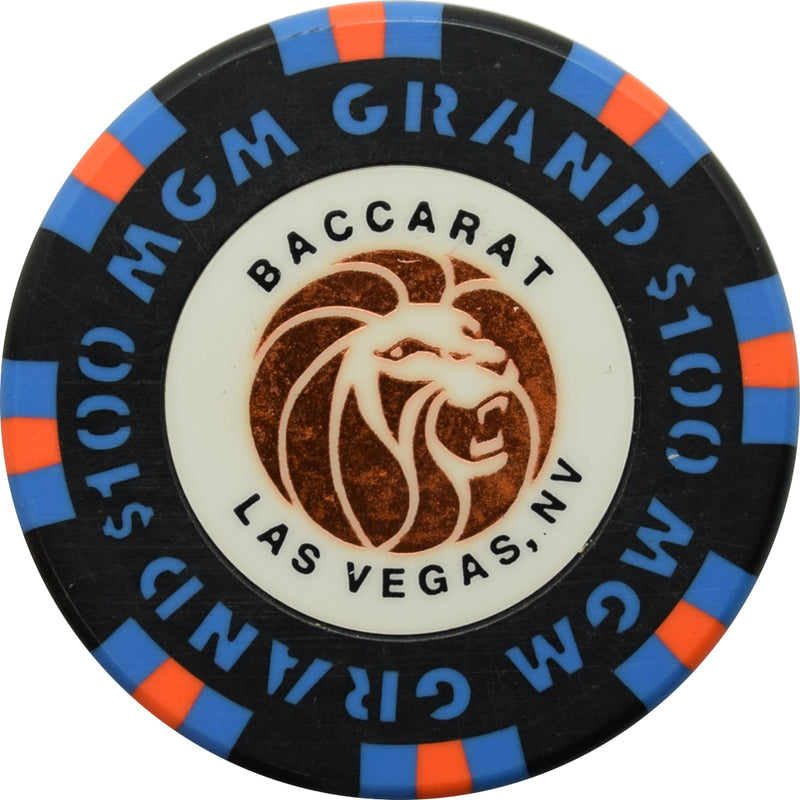 MGM Grand Casino Las Vegas Nevada $100 Baccarat Chip 1993 43mm