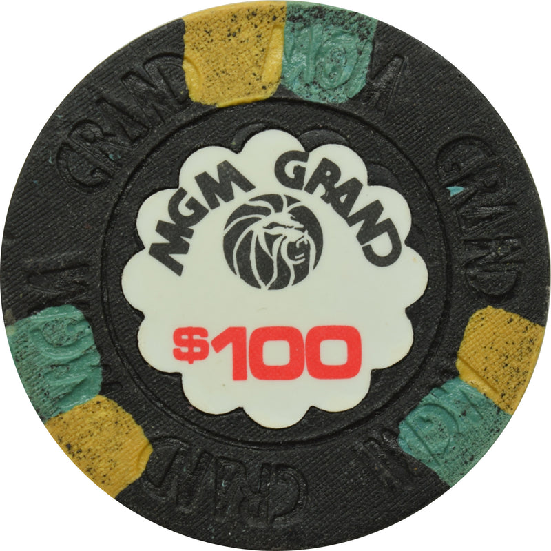 MGM Grand Casino Las Vegas Nevada $100 Fire Chip 1970s