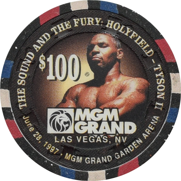 MGM Grand Casino Las Vegas Nevada $100 Tyson VS Holyfield June 28, 1997 Fight Chip