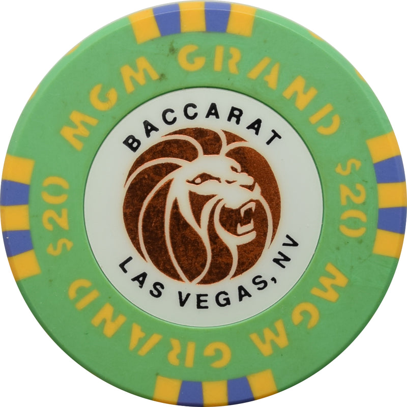 MGM Grand Casino Las Vegas Nevada $20 Baccarat Chip 1993 43mm