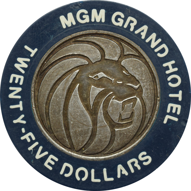 MGM Grand Casino Las Vegas Nevada $25 Raised Lion .999 Silver Chip 1970s