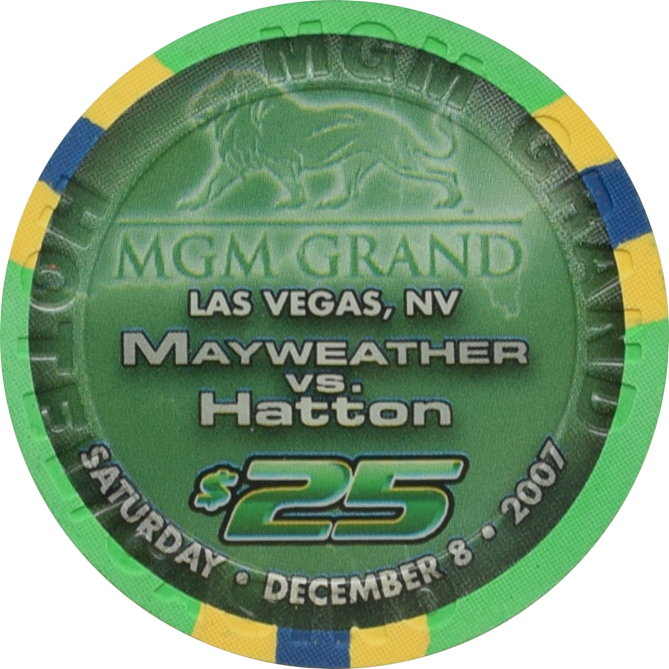 MGM Grand Casino Las Vegas Nevada $25 Mayweather VS Hatton Fight Chip 2007