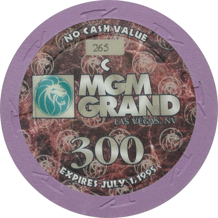 MGM Grand Casino Las Vegas Nevada $300 No Cash Value 43mm Chip 1995