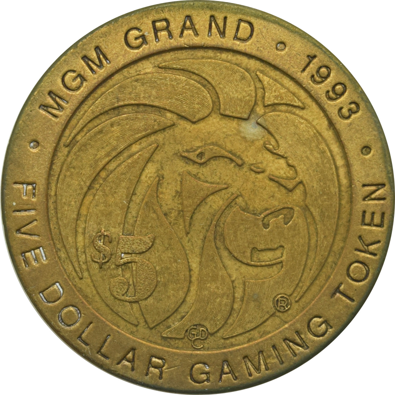 MGM Grand Casino Las Vegas Nevada $5 Token 1993