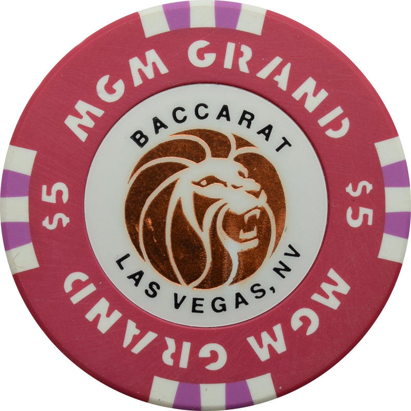 MGM Grand Casino Las Vegas Nevada $5 Baccarat Chip 1993 43mm