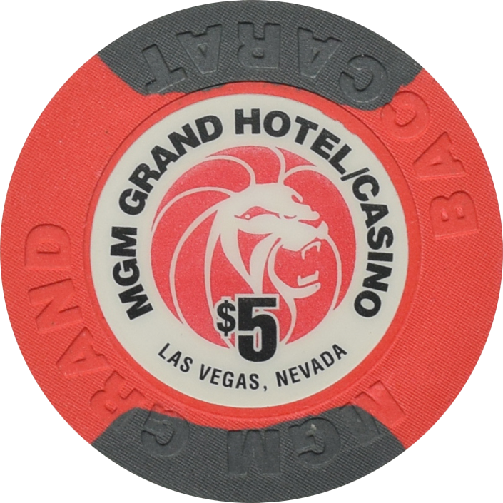 MGM Grand Casino Las Vegas Nevada $5 Baccarat 43mm Chip 1996