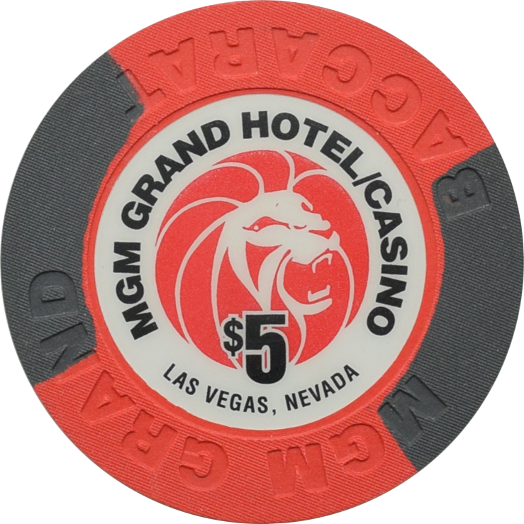 MGM Grand Casino Las Vegas Nevada $5 Baccarat 43mm Chip 1996