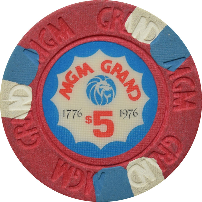 MGM Grand Casino Las Vegas Nevada $5 Bicentennial Chip 1976
