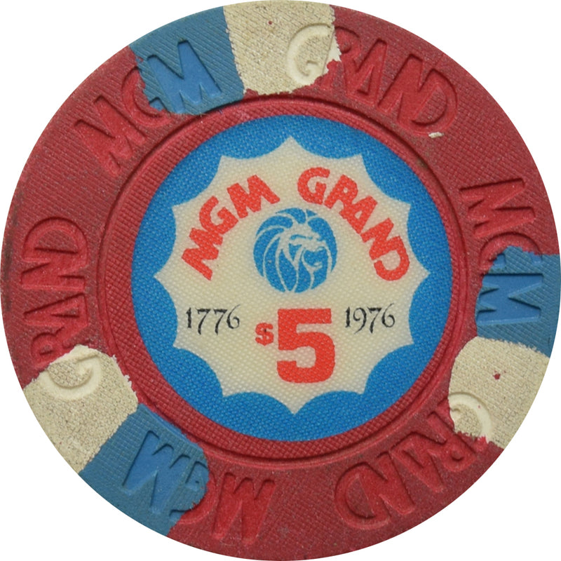 MGM Grand Casino Las Vegas Nevada $5 Bicentennial Chip 1976