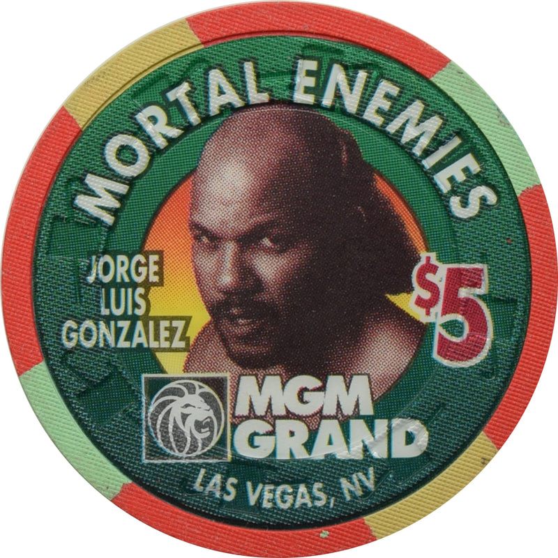 MGM Grand Casino Las Vegas Nevada $5 Chip Bowe VS. Gonzales 1995