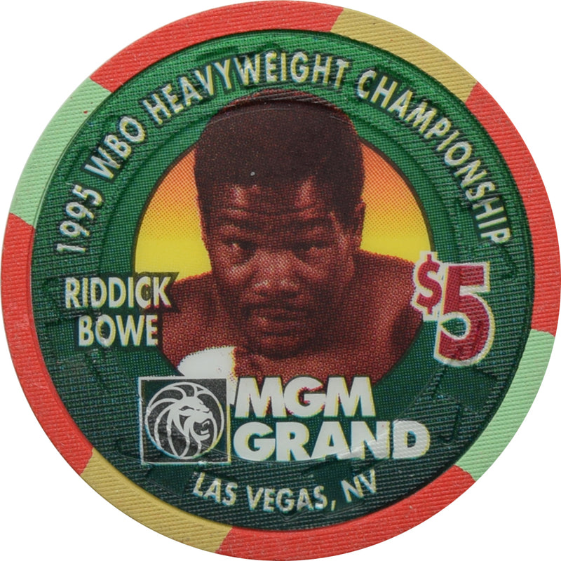 MGM Grand Casino Las Vegas Nevada $5 Chip Bowe VS. Gonzales 1995
