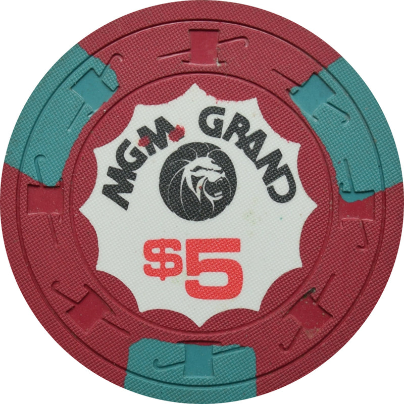 MGM Grand Casino Las Vegas Nevada $5 Chip 1970s