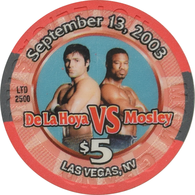 MGM Grand Casino Las Vegas Nevada $5 De La Hoya VS Mosley Fight Chip 2003