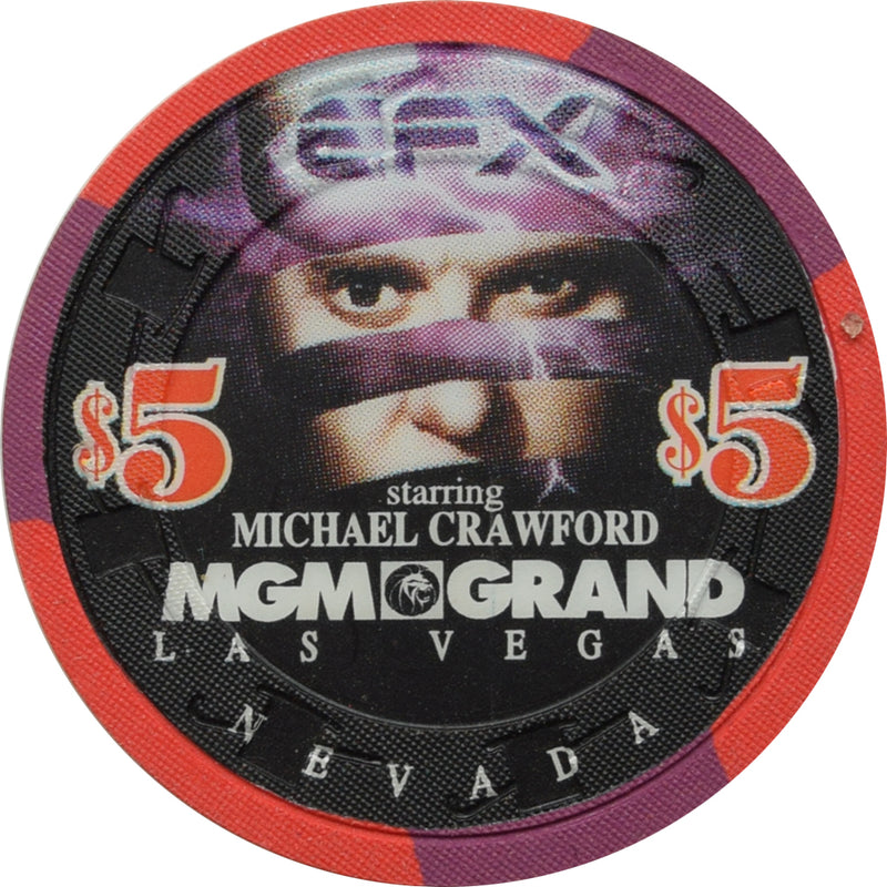 MGM Grand Casino Las Vegas Nevada $5 Chip Michael Crawford EFX 1995