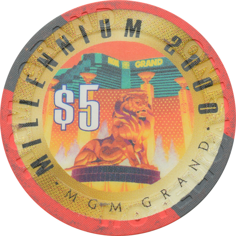 MGM Grand Casino Las Vegas Nevada $5 Millennium Chip 1999