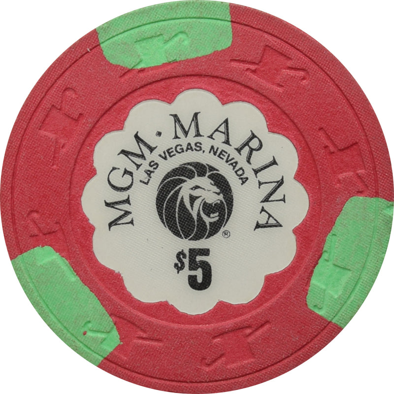 MGM Marina Casino Las Vegas Nevada $5 Chip 1990