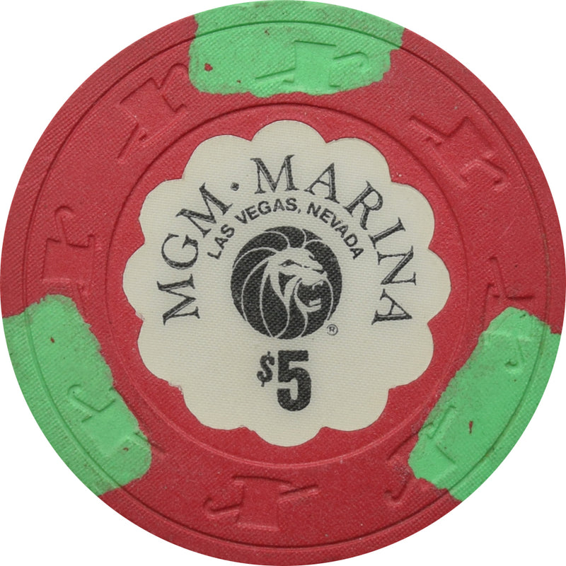 MGM Marina Casino Las Vegas Nevada $5 Chip 1990