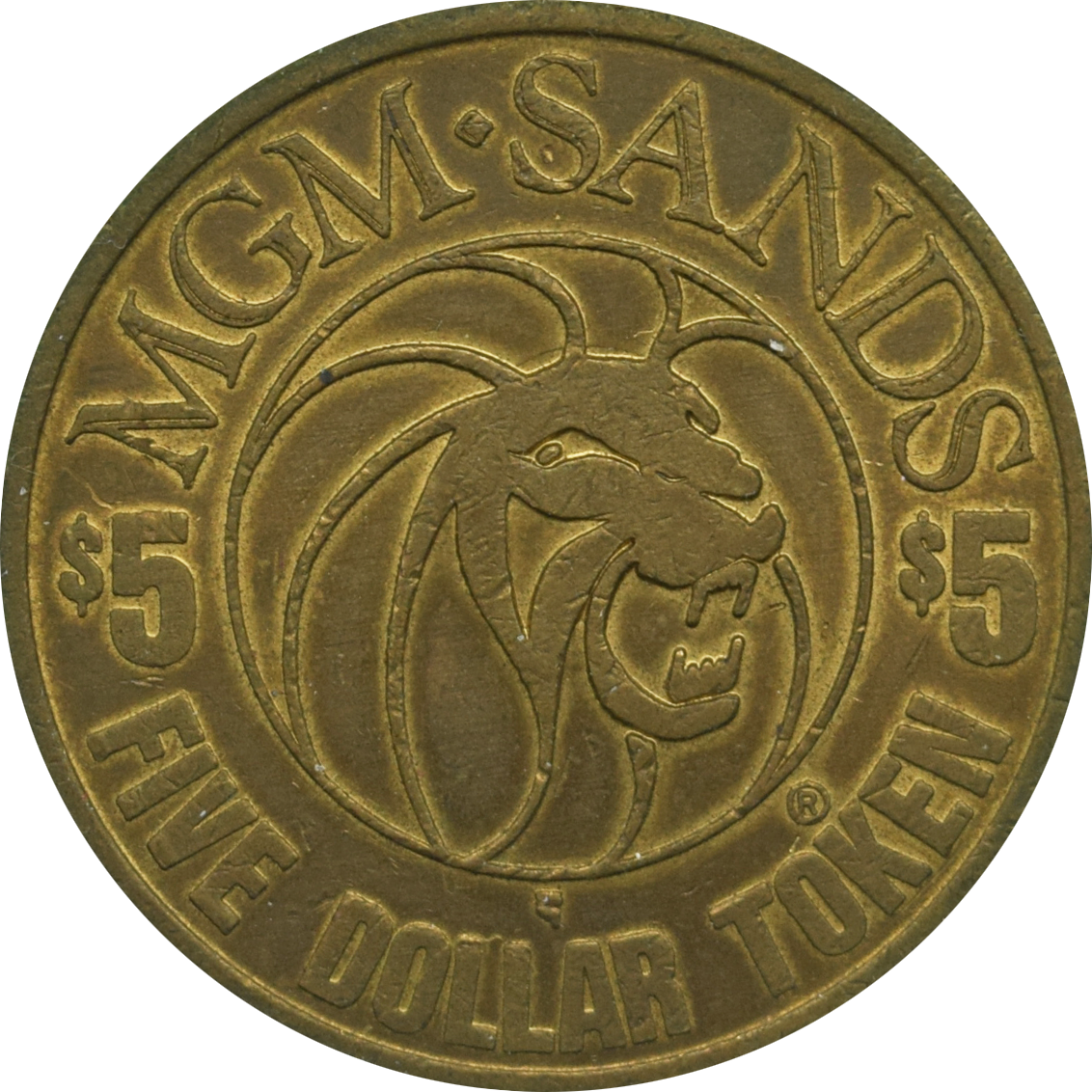 MGM Sands Casino Las Vegas Nevada $5 Token 1988