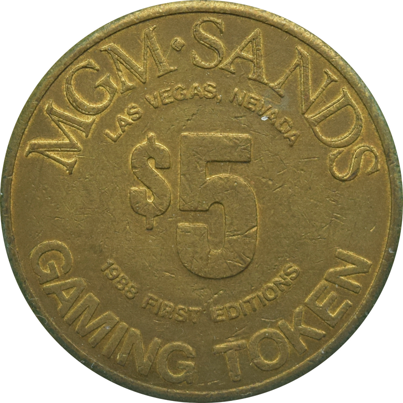 MGM Sands Casino Las Vegas Nevada $5 Token 1988