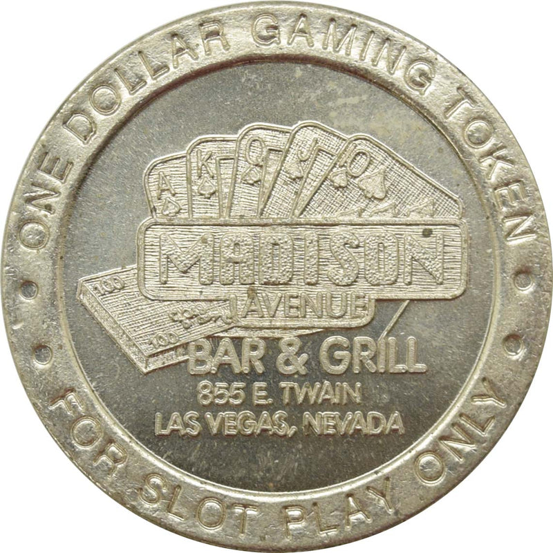 Madison Avenue (Bar & Grill) Casino Las Vegas Nevada $1 Token 1995