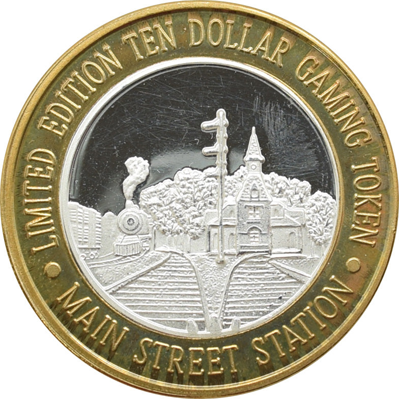 Main Street Casino "Train Station" $10 Silver Strike .999 Fine Silver 1996