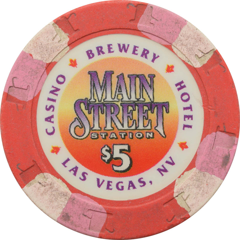 Main Street Station Casino Las Vegas Nevada $5 Chip 1996