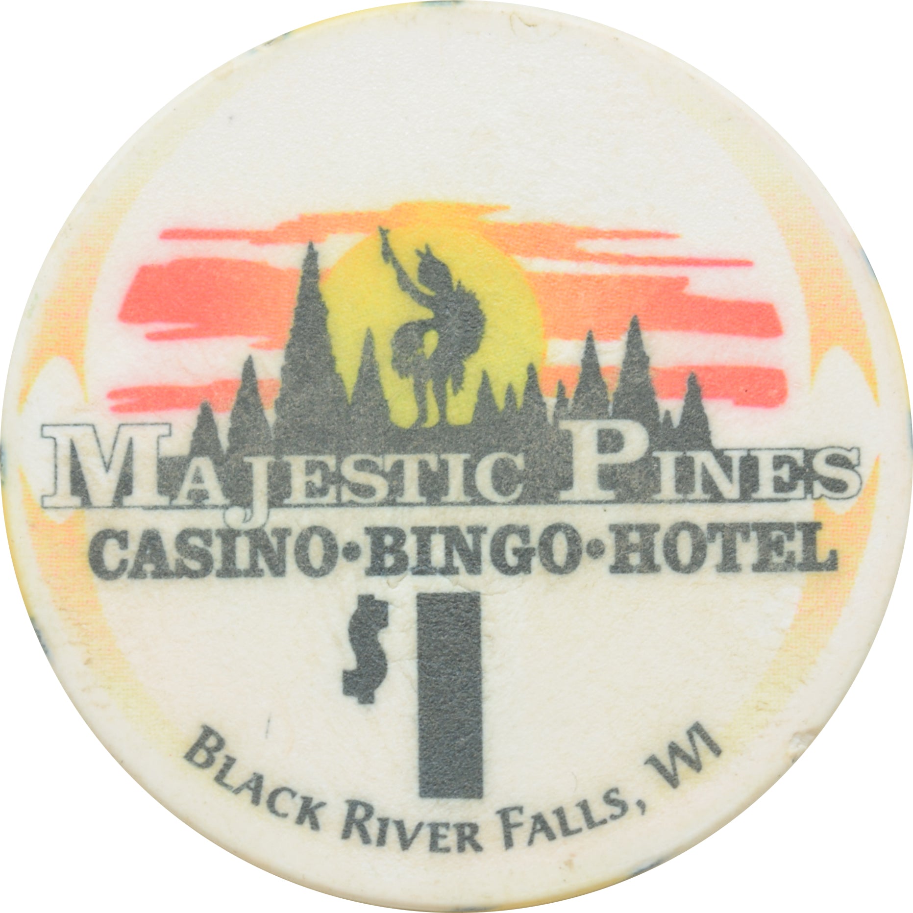 Majestic Pines Casino Black River Falls Wisconsin $1 Chip