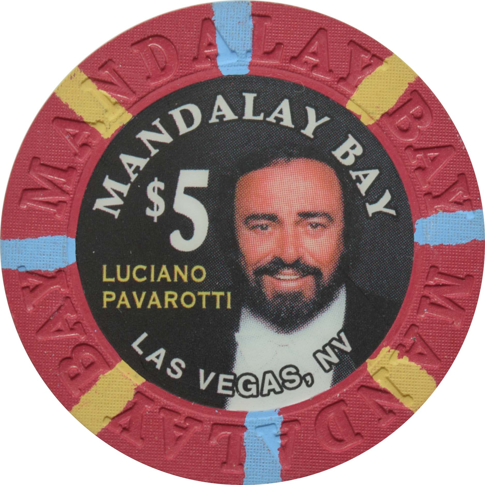 Mandalay Bay Casino Las Vegas Nevada $5 Luciano Pavarotti Chip 1999