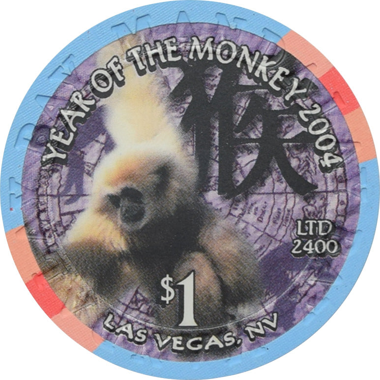 Mandalay Bay Casino Las Vegas Nevada $1 Year of the Monkey Chip 2004