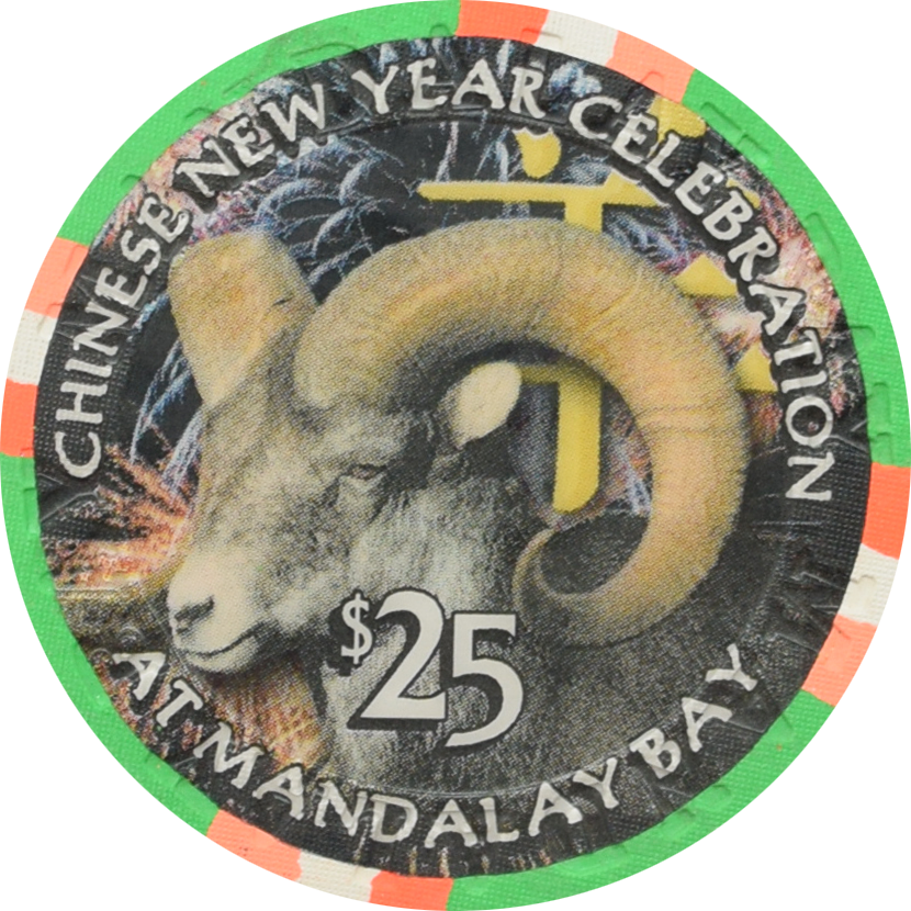 Mandalay Bay Casino Las Vegas Nevada $25 Year of the Ram Chip 2003