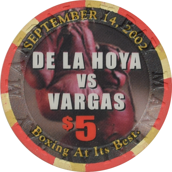 Mandalay Bay Casino Las Vegas Nevada $5 De La Hoya VS Vargas Fight Chip 2002