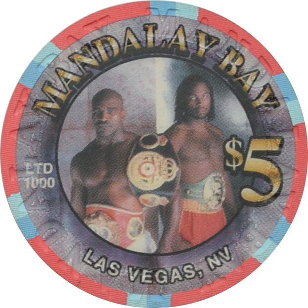 Mandalay Bay Casino Las Vegas Nevada $5 Holyfield vs Lewis Fight Chip 1999