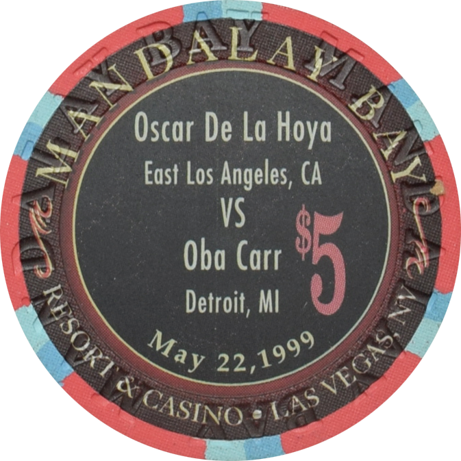 Mandalay Bay Casino Las Vegas Nevada $5 De La Hoya VS Carr Fight Chip 1999