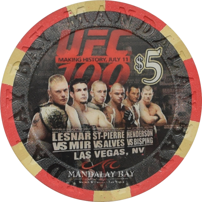 Mandalay Bay Casino Las Vegas Nevada $5 UFC 100 Fight Chip 2009