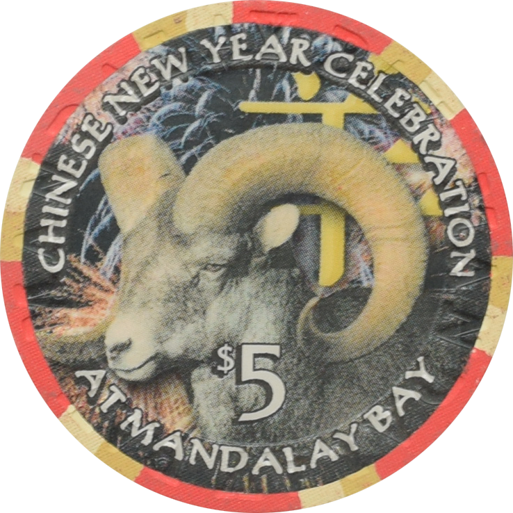 Mandalay Bay Casino Las Vegas Nevada $5 Year of the Ram Chip 2003