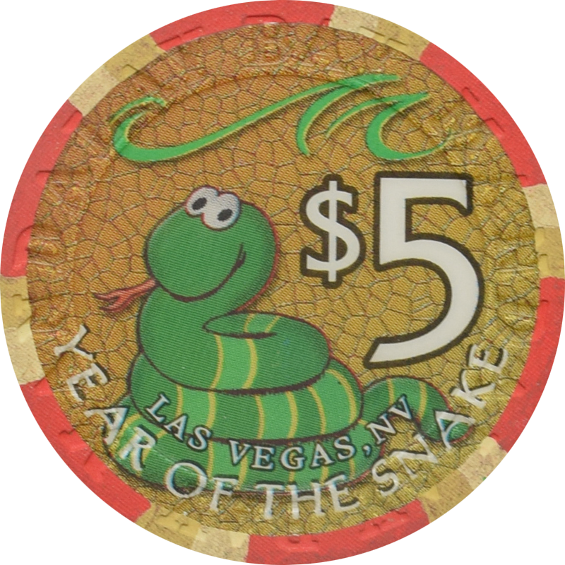 Mandalay Bay Casino Las Vegas Nevada $5 Year of the Snake Chip 2001