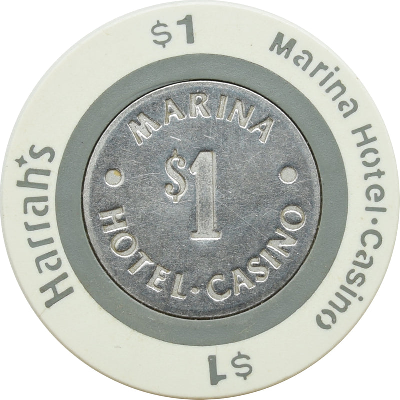 Harrah's Marina Casino Atlantic City New Jersey $1 Chip Lighter Font