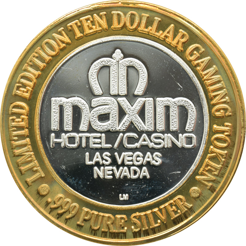 Maxim Casino Las Vegas "Casino " $10 Silver Strike .999 Fine Silver 1995