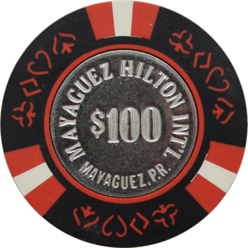 Mayaguez Hilton International Casino Mayaguez Puerto Rico $100 Coin Inlay Chip