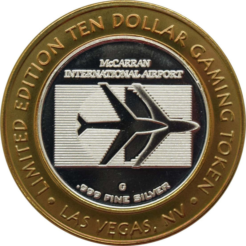 McCarran International Airport Las Vegas "In God We Trust" $10 Silver Strike .999 Fine Silver 2002