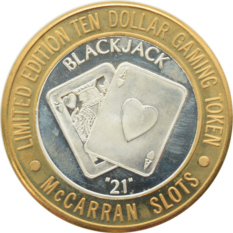 McCarran International Airport Casino Las Vegas "Blackjack 21" $10 Silver Strike .999 Fine Silver 1995