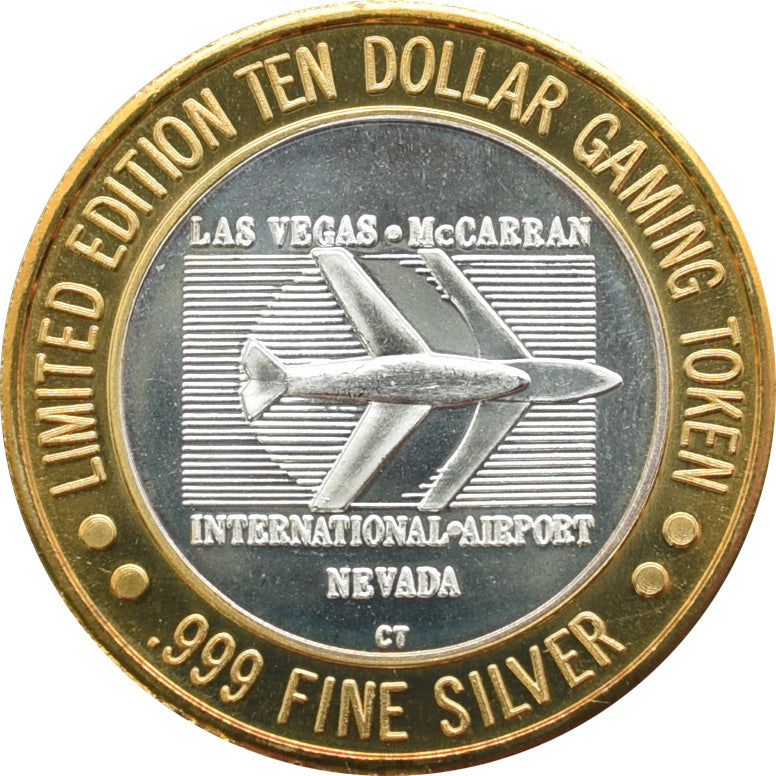 McCarran International Airport Slots "777 Winner" $10 Silver Strike .999 Fine Silver 1996