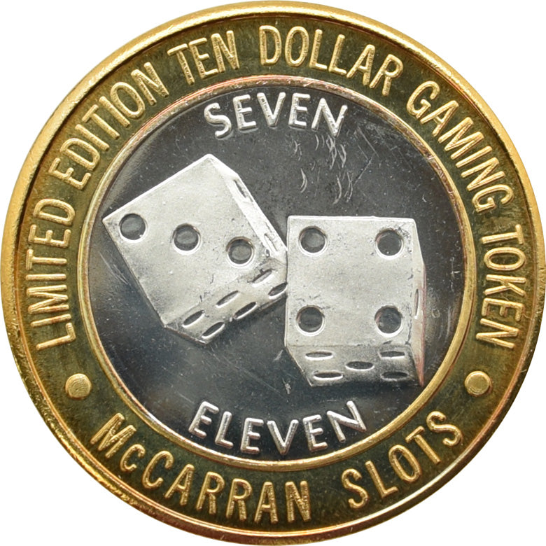 McCarran International Airport Slots "Seven Eleven Dice" $10 Silver Strike .999 Fine Silver 1994