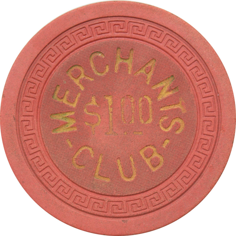 Merchants Club Illegal Casino Newport Kentucky $1 Small Key Chip