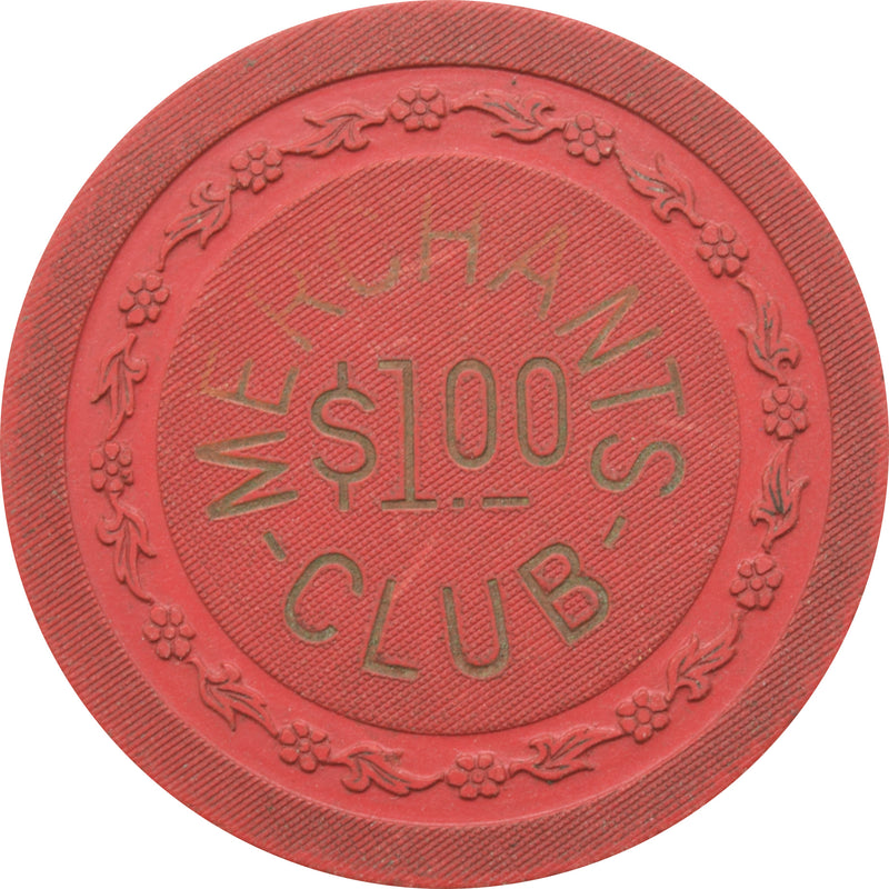 Merchants Club Illegal Casino Newport Kentucky $1 Chip