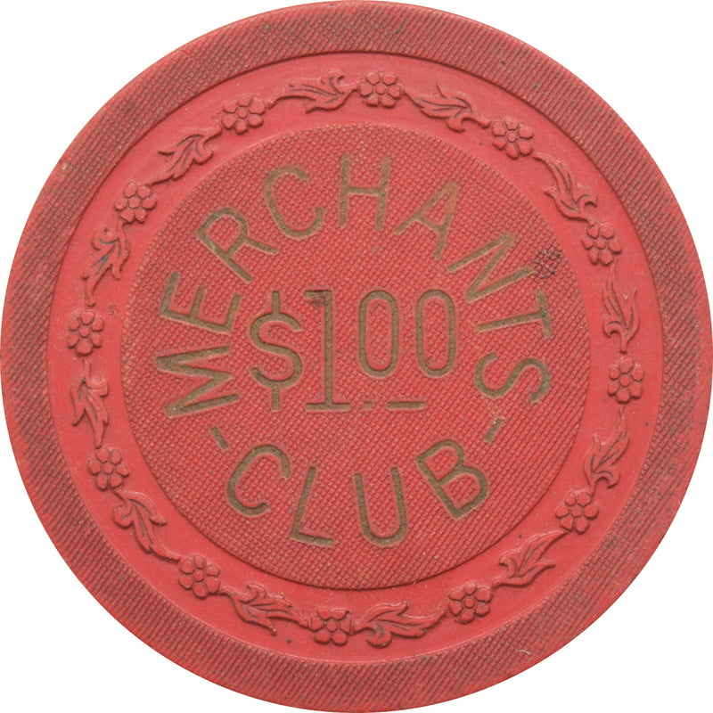 Merchants Club Illegal Casino Newport Kentucky $1 Chip